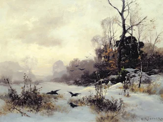 Kraaien in een winterlandschap, 1907